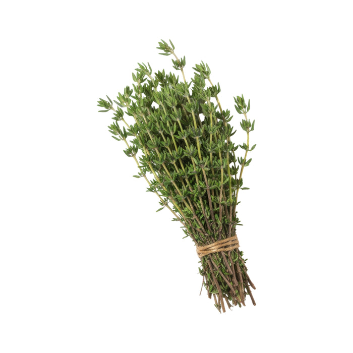 Frischer Thymian mit intensiv würzigem, leicht herben Aroma und feinen Blättern – ideal für Fleisch, Gemüse und mediterrane Gerichte.