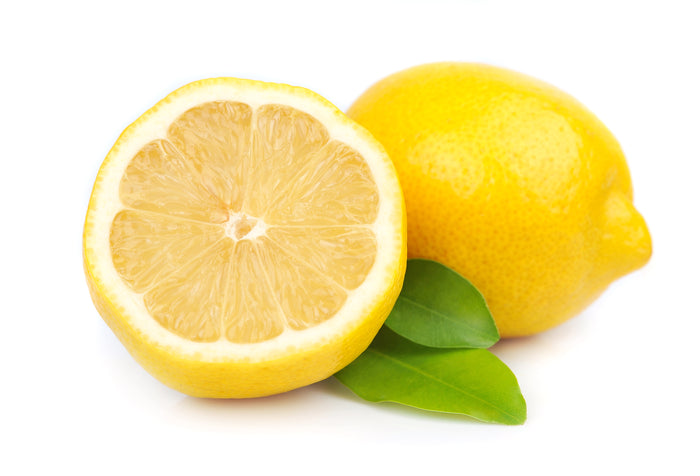Bio Zitronen unbehandelt aus Italien, frische gelbe Zitronen mit natürlicher Schale, aromatisch und saftig, minimalistisch auf weißem Hintergrund